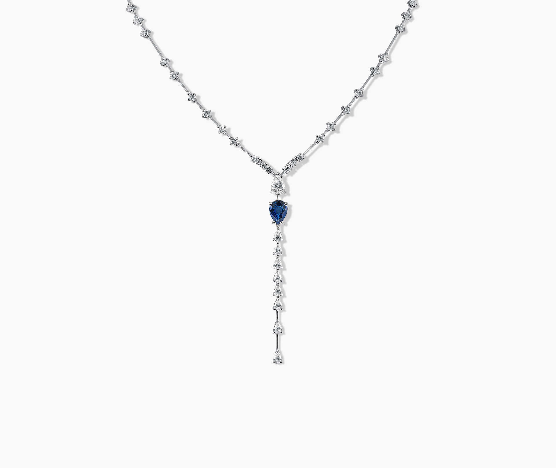 18kt White Gold Sapphire and Diamond Necklace