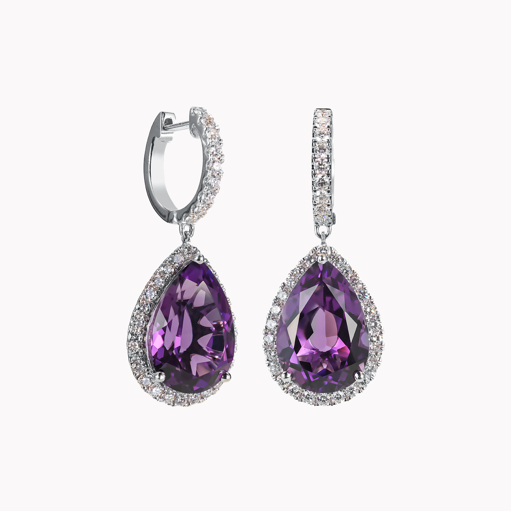 18kt White Gold Amethyst Earrings
