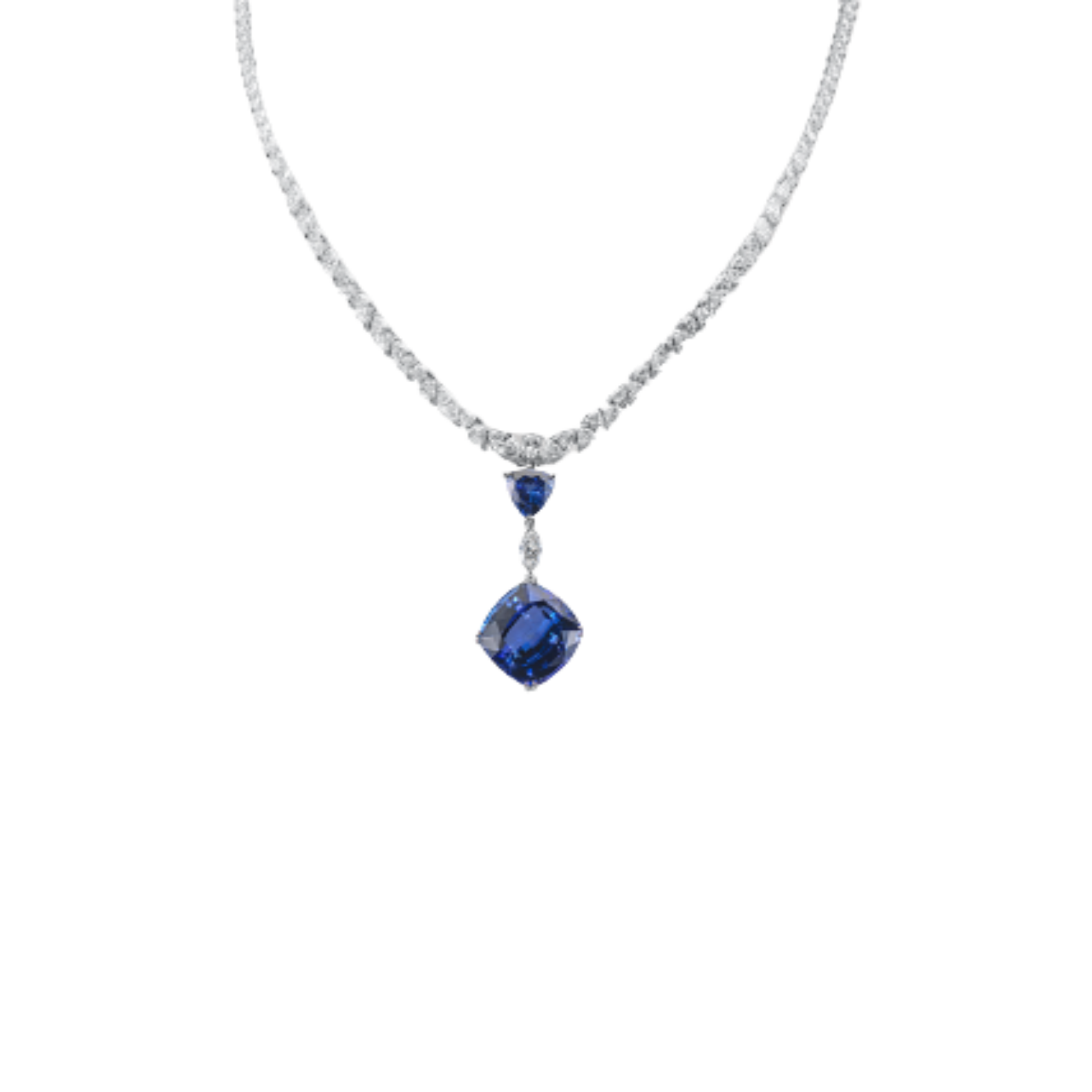 18kt White Gold Tanzanite and Diamond Pendant