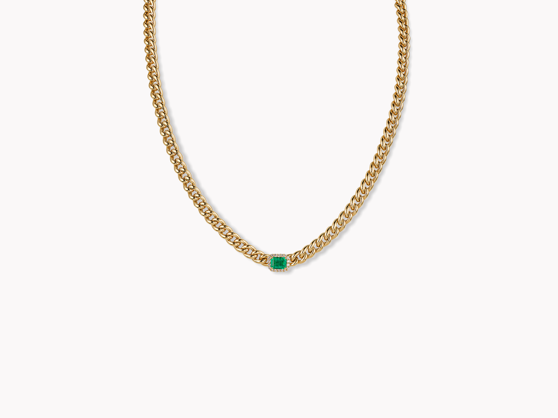 18kt Yellow Gold Emerald Necklace