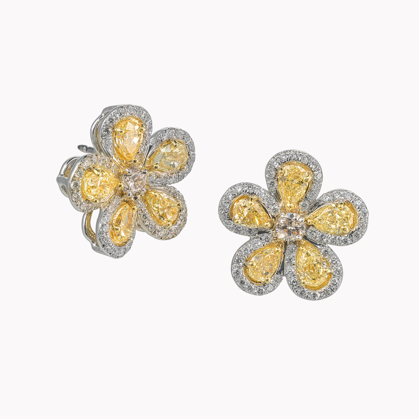 18kt Yellow and White Gold Diamond Earrings