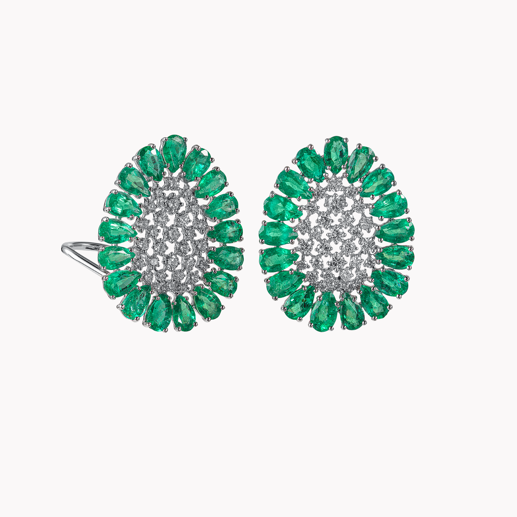 18kt White Gold Emerald and Diamond Earrings