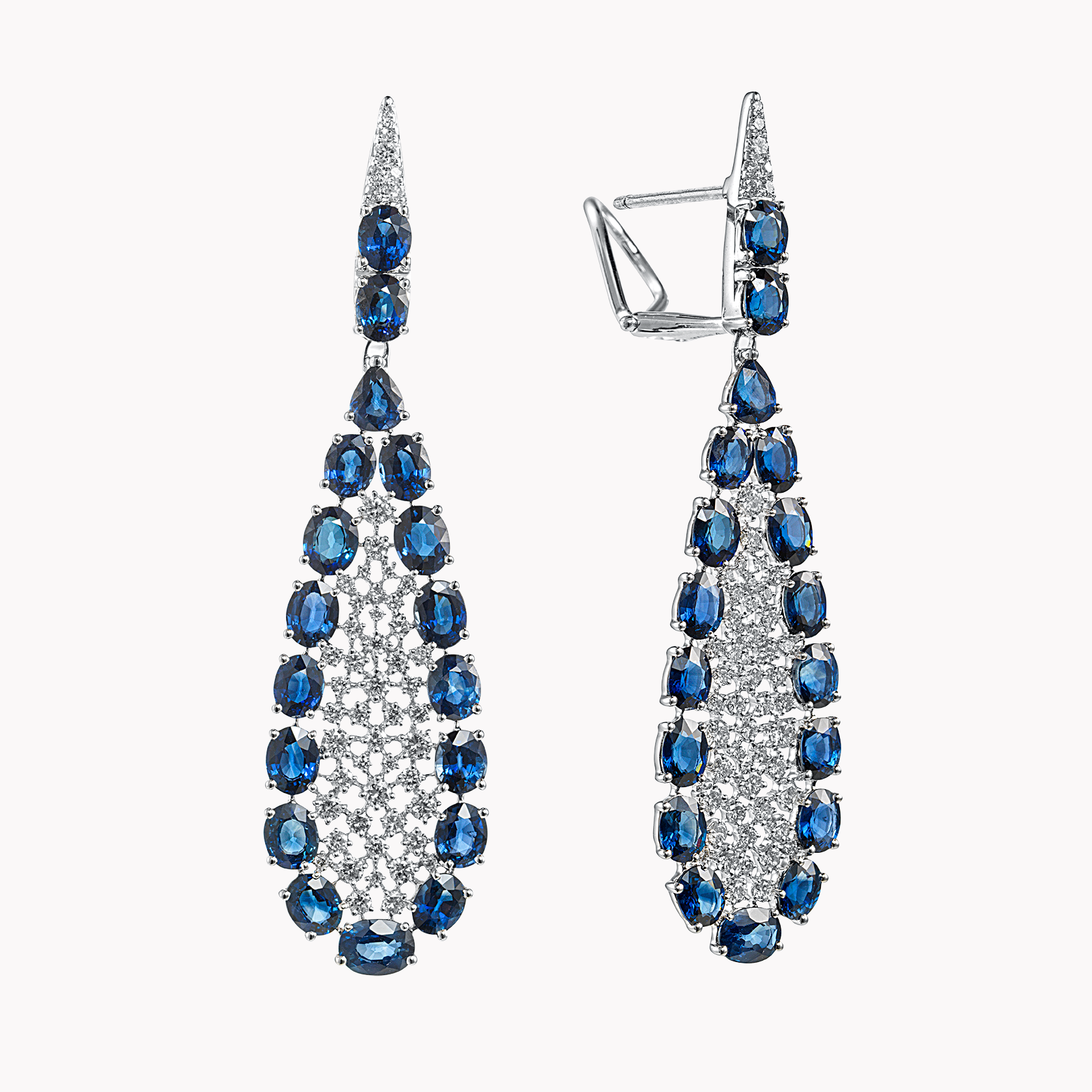 18kt White Gold Sapphire and Diamond Earrings